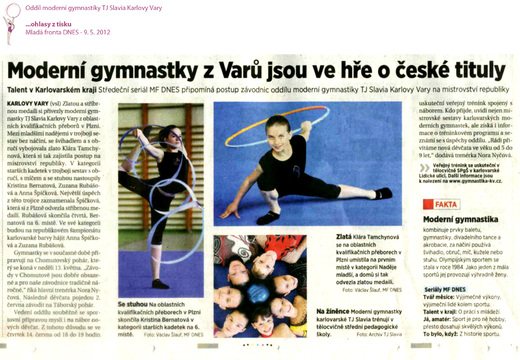 Moderní gymnastika v tisku - MF DNES 9.5.2012