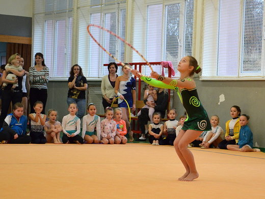 Vánoční exhibice 2013 - Kačka Volfová již obruč zvládá.jpg